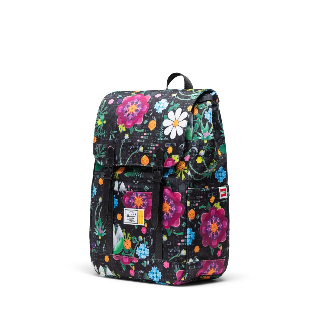 Herschel Retreat kleine rugzak - vrolijke bloemen - zwart