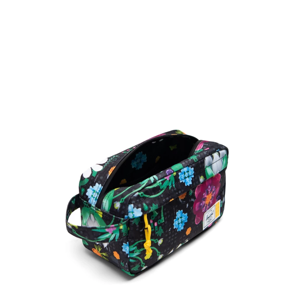 Herschel Chapter toilettas - vrolijke bloemen - zwart