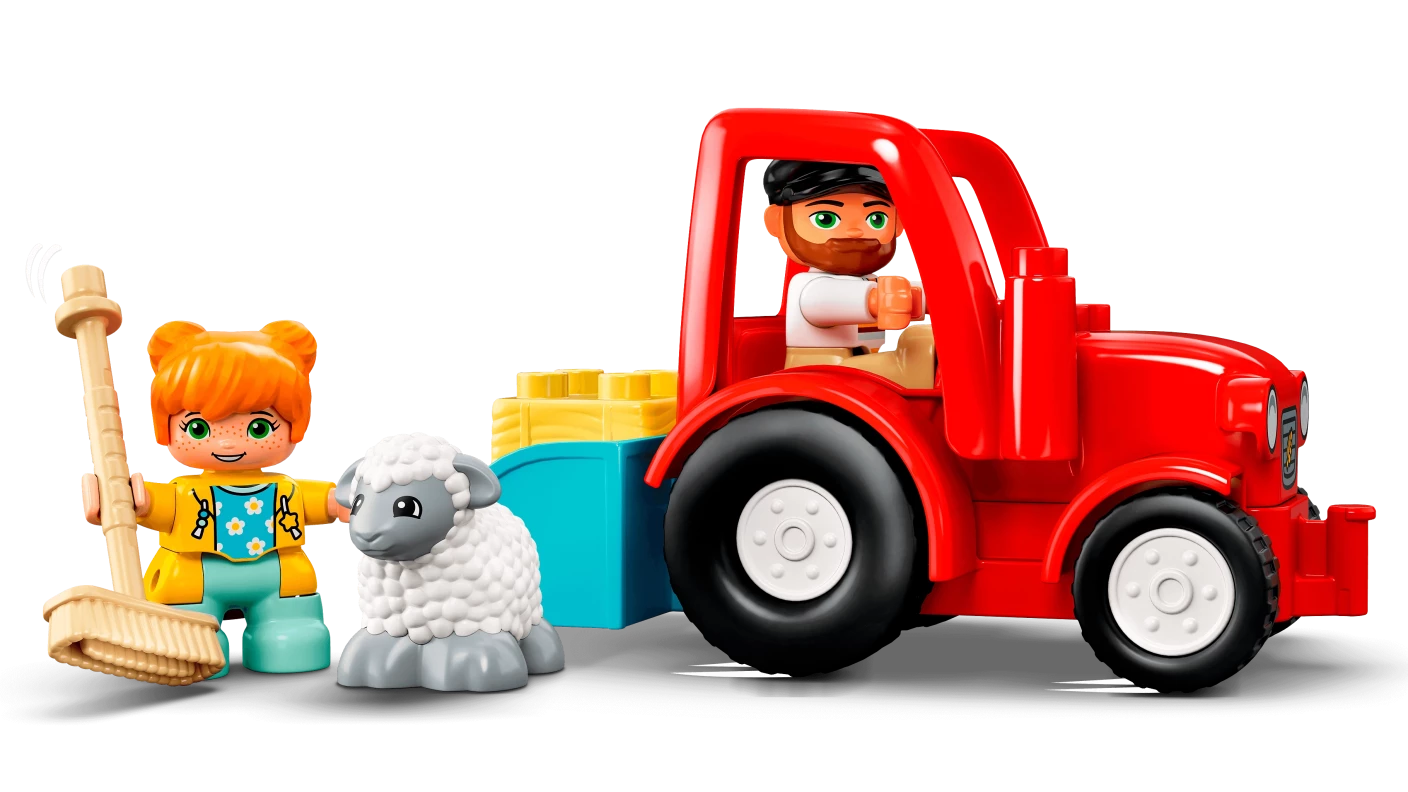Landbouwtractor en dieren verzorgen