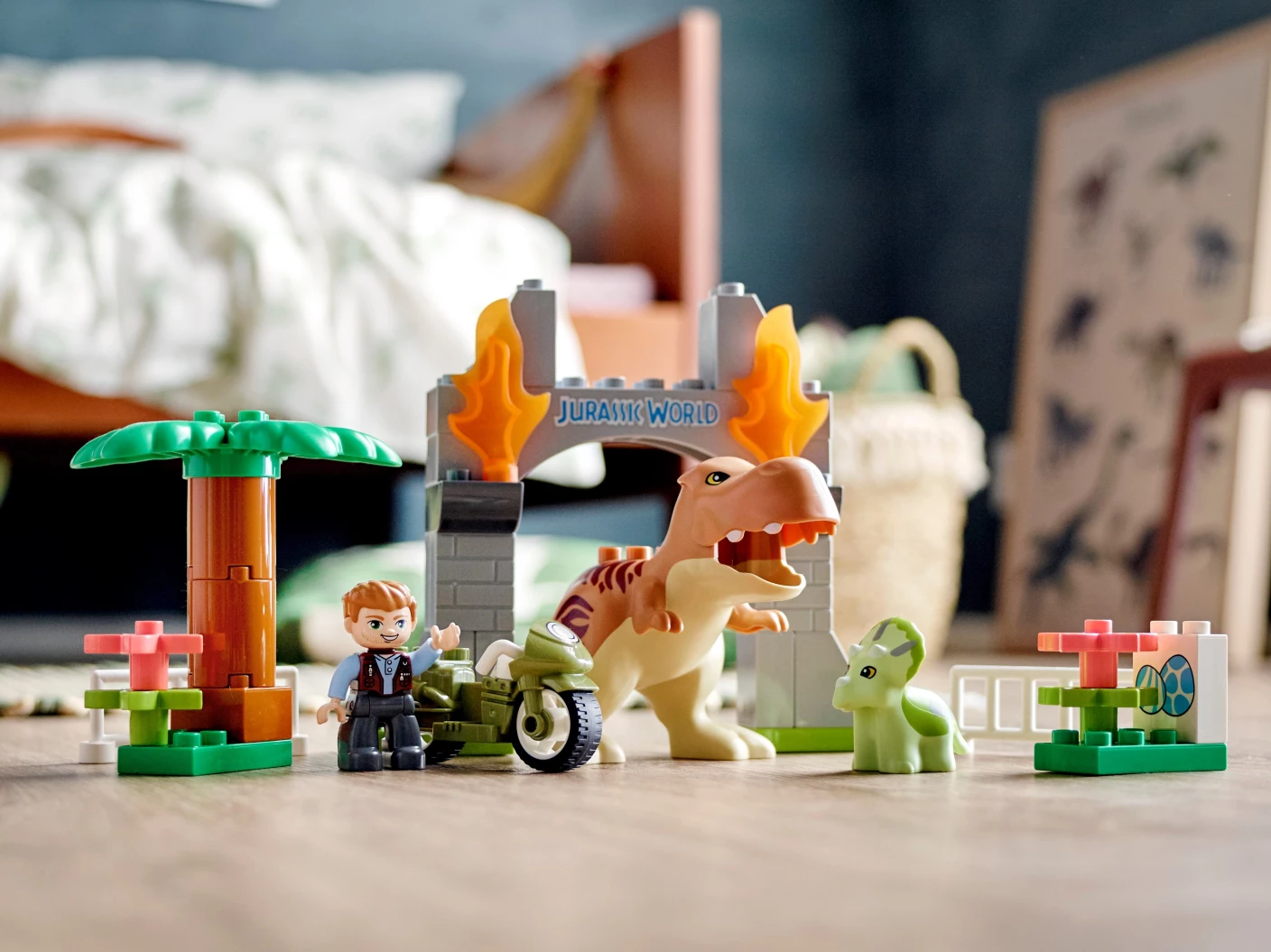 T. rex en Triceratops dinosaurus ontsnapping