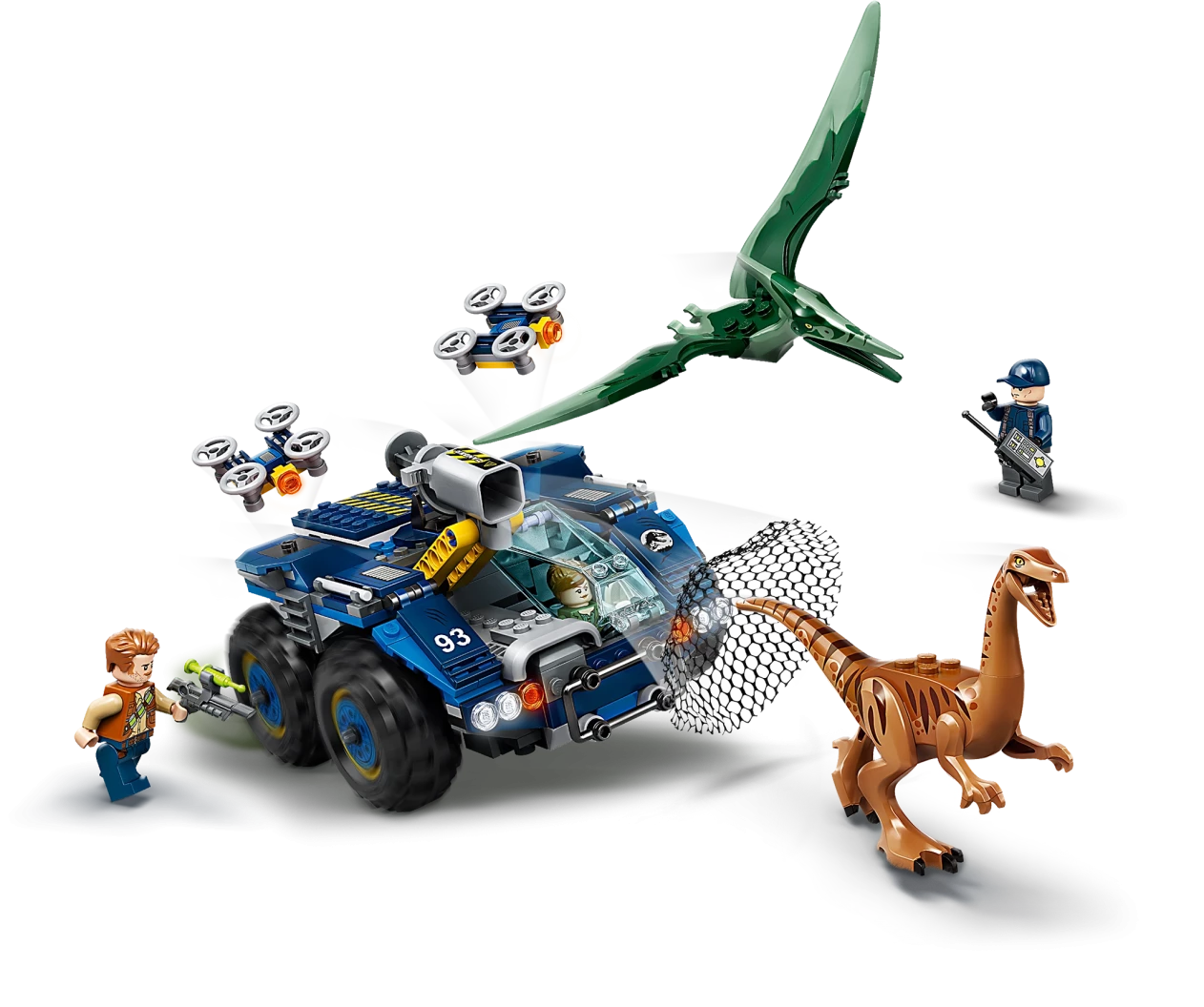 Ontsnapping van Gallimimus en Pteranodon