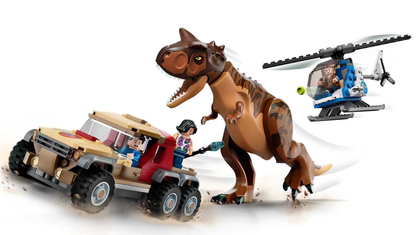 Achtervolging van dinosaurus Carnotaurus